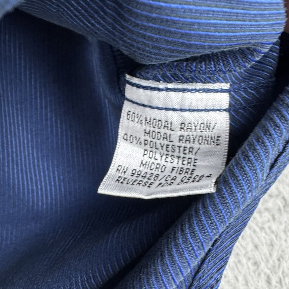 Bugatchi‎ Mens Stripe Button Down Shirt Size Large Dark Blue Purple Buttons - Picture 4 of 12